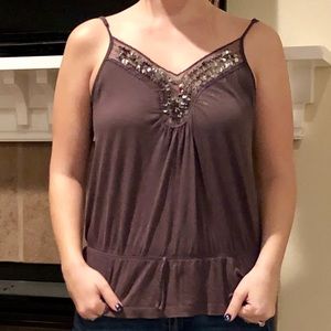 Grey sequined tank top